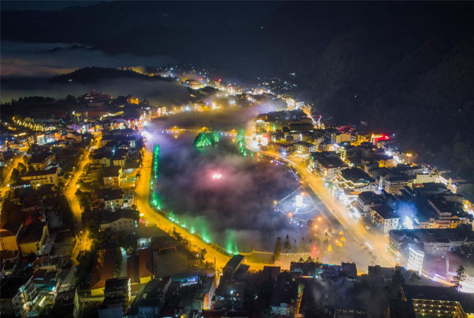 Sapa Overview At Night